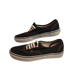 Vans Authentic Neon Stitch Black Canvas Low Top Sneakers Women's 9 Men's 7.5